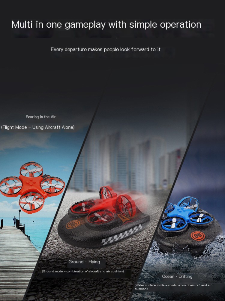 Water, land, and air three in one remote-controlled hovercraft high-speed