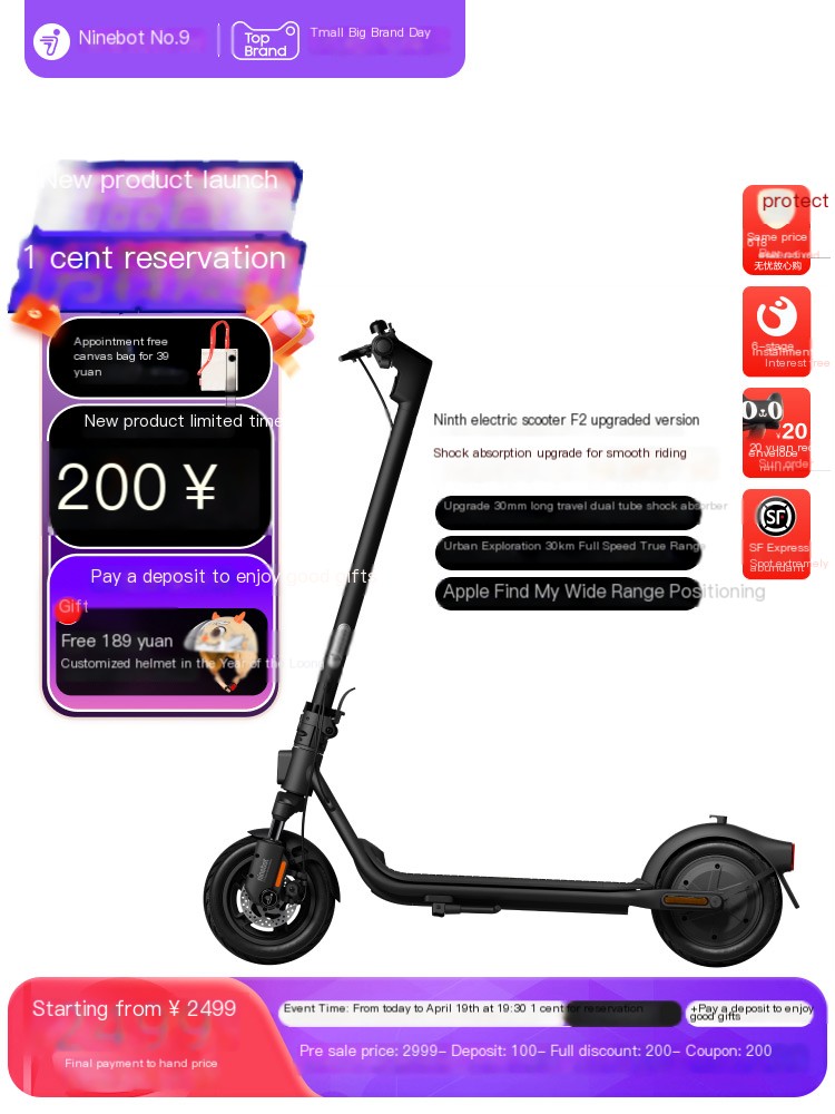 Ninth NinebotF2 upgraded electric scooter