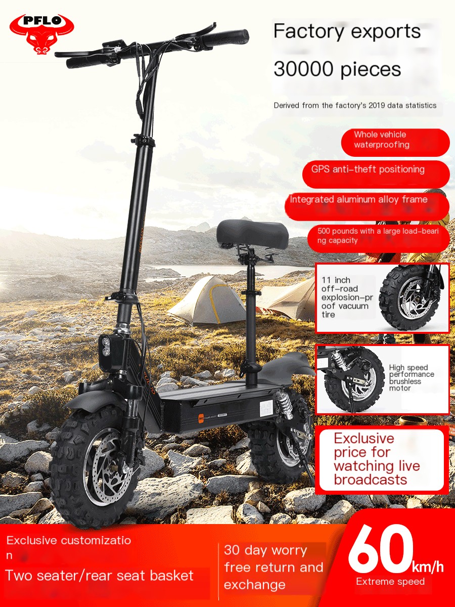 Electric scooter for adult off-road high-speed transportation