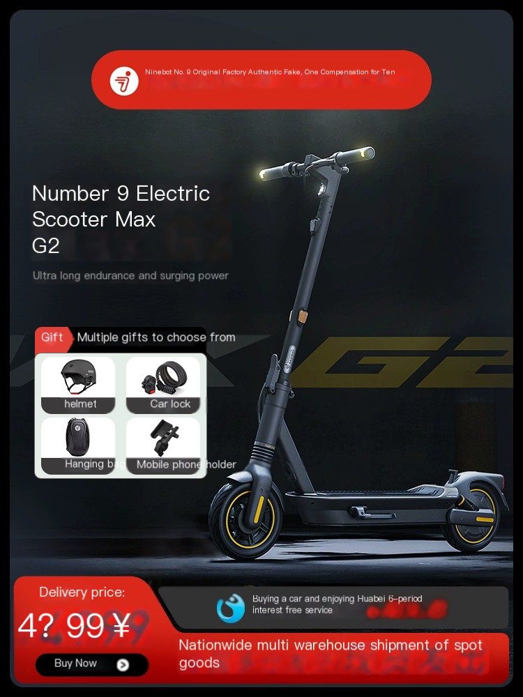 Number 9 scooter MAXG2 electric adult with shock absorption, long endurance, foldable scooter