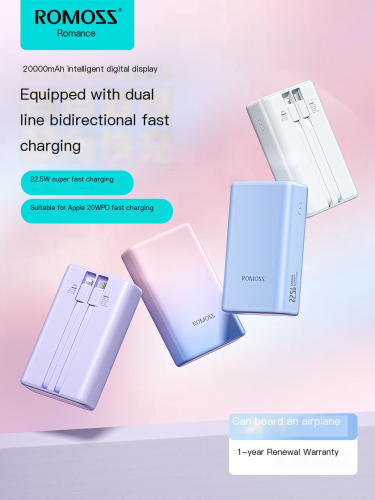 Roman fast charging with built-in cable 20000mAh power bank