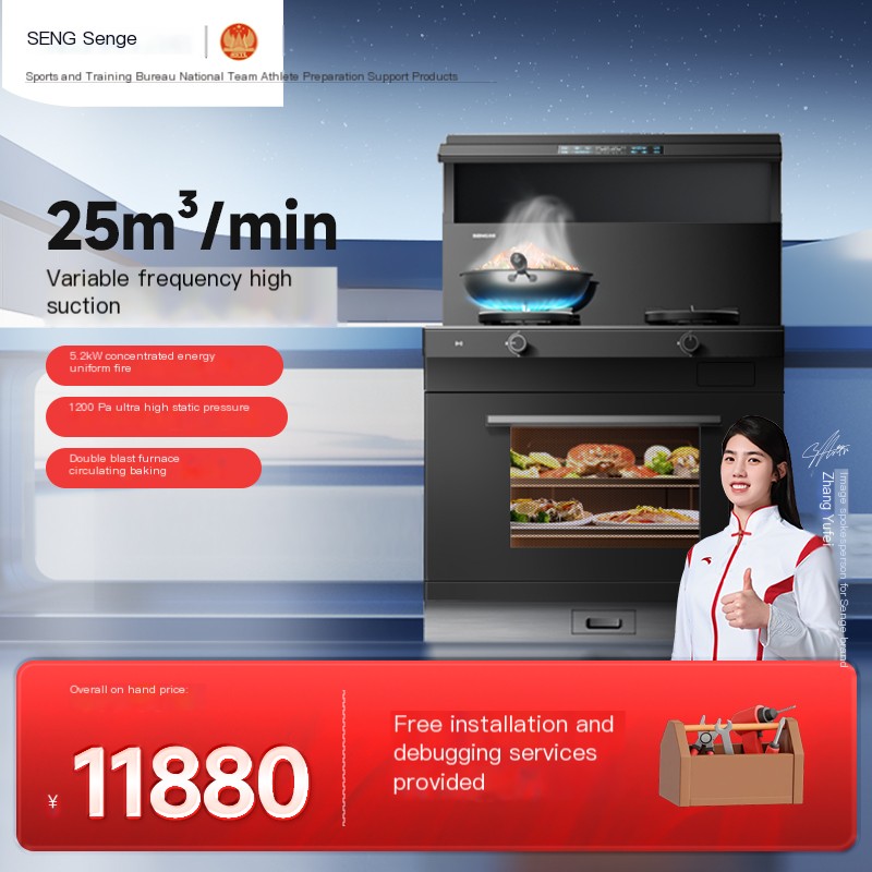 Senge T6ZK supercar series variable frequency range hood integrated stove for steaming, baking, and frying