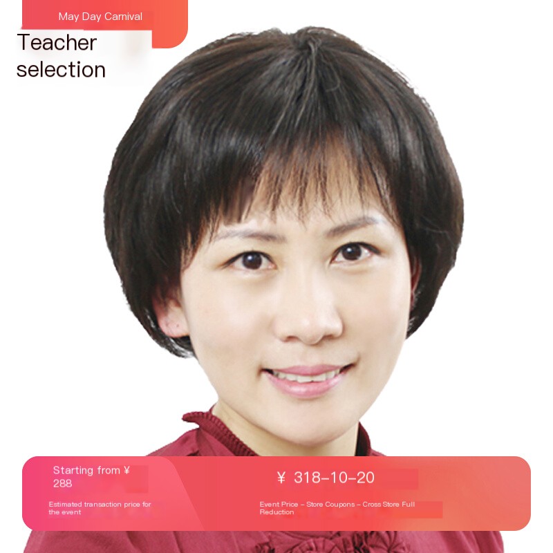 Give mom a hand-knitted wig with oblique bangs for the elderly