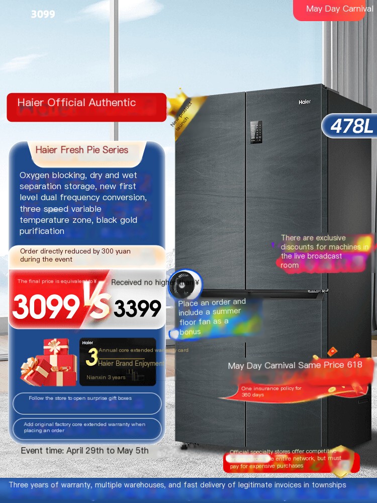 Haier Level 1 Energy Efficiency 478 liter Cross Four Door Refrigerator