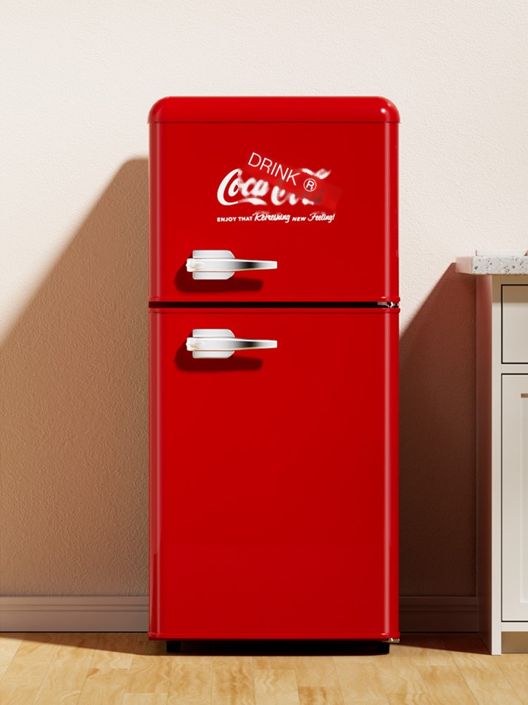 Zhigao Retro Refrigerator Home Double Door Small Refrigeration and Freezing Internet Famous Homestay Office Silent, Energy saving, Large Capacity