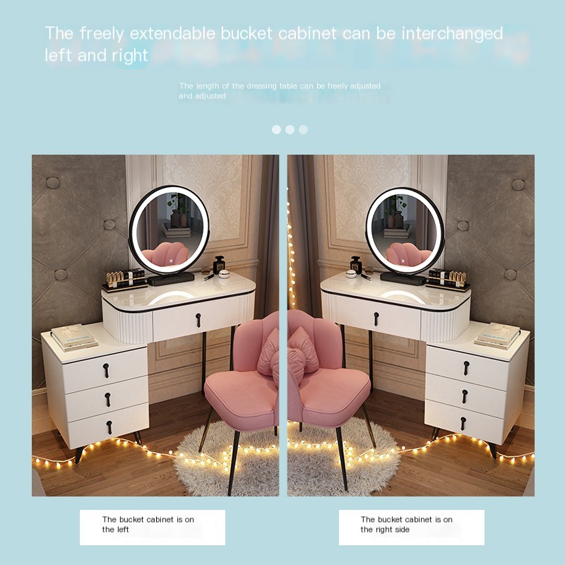 New Makeup Table for Small Unit Girl Bedroom: Perfect Combination of Exquisite Dressing Table and Illuminated Mirror