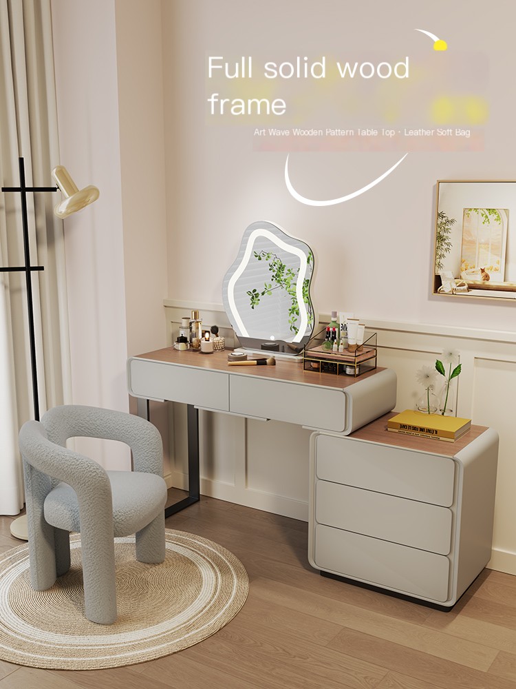 Rock board solid wood dressing table, bedroom minimalist dressing table