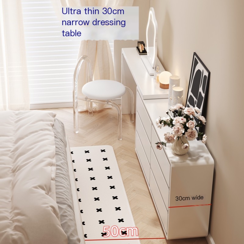 Minimalist cream style solid wood paint bed tail dressing table