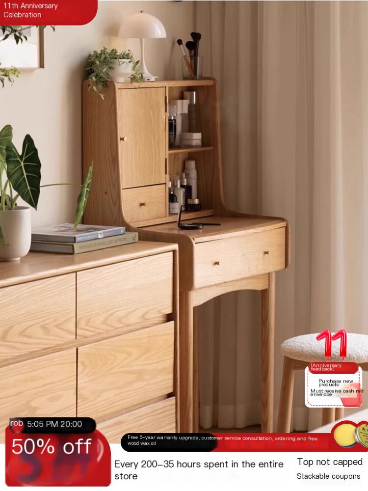 Makeup table, dressing table, oak small unit, modern and minimalist