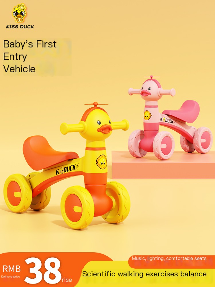 Children's balance car without pedals, four-wheel sliding for 1 to 3 years old