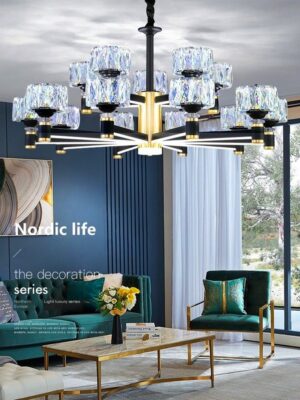 Living room light crystal chandelier aluminum full house lighting package