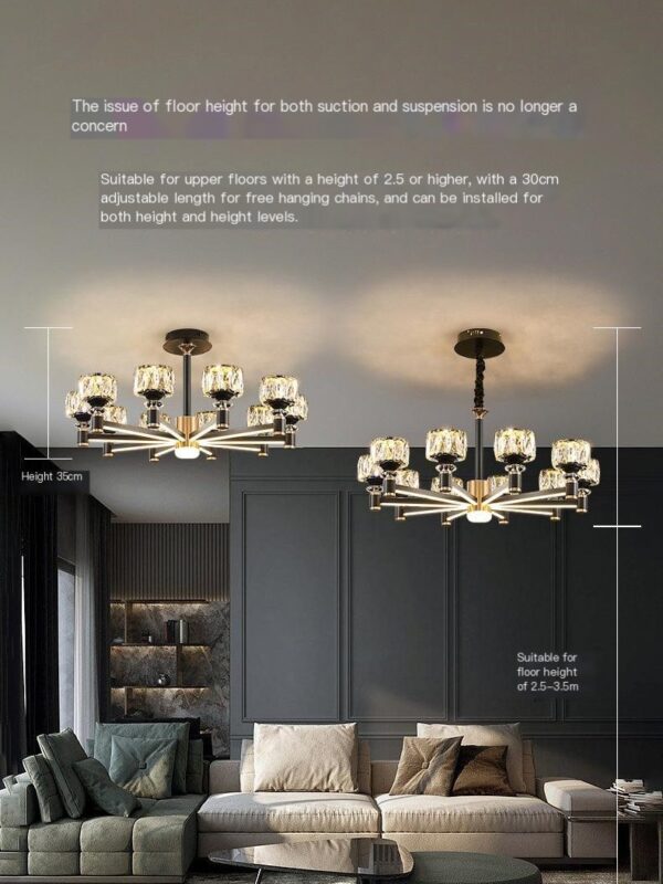 Living room light crystal chandelier aluminum full house lighting package - Image 2