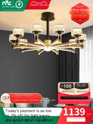 Leishi Lighting Eye Protection Light Luxury Crystal Living Room Pendant Light