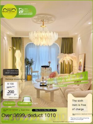 Meiqing Luxury Bedroom and Living Room Pendant Light French Feather
