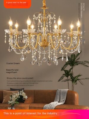 Retro French all-copper crystal bedroom lamps: daughter’s room lighting art