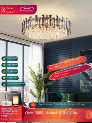 Light luxury living room main light crystal ceiling light, simple and modern