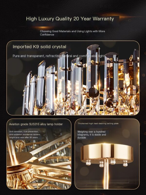 Light luxury living room main light crystal ceiling light, simple and modern - Image 4
