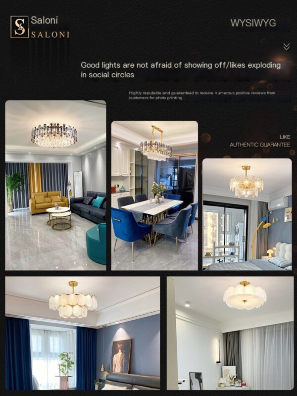 Light luxury living room main light crystal ceiling light, simple and modern - Image 5