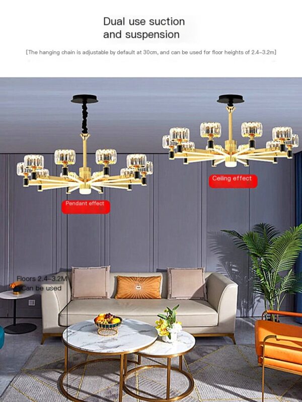 Living room lights, crystal chandeliers, all aluminum, luxurious and grand - Image 2
