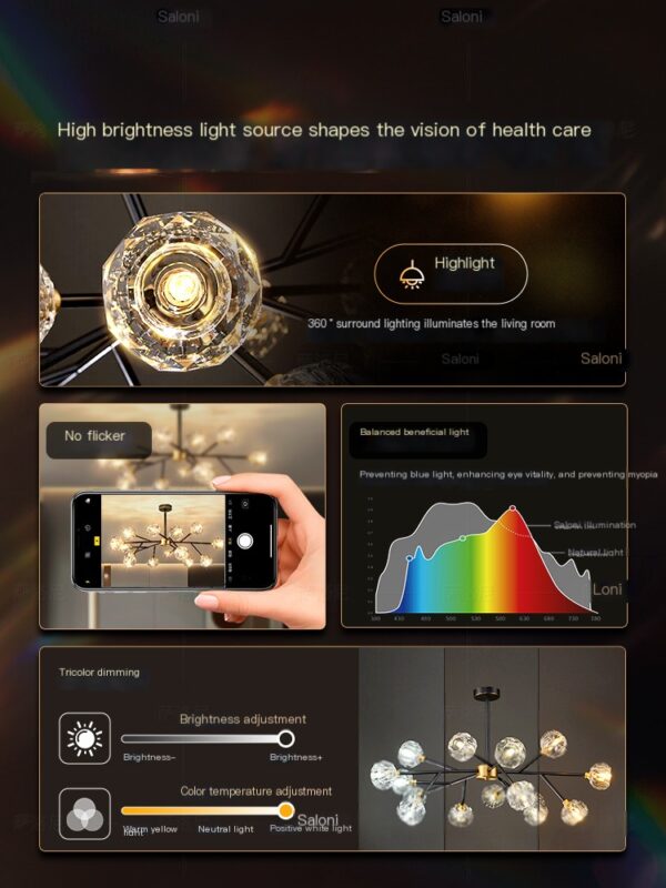 Nordic all copper crystal molecular lamp modern light luxury atmosphere - Image 3