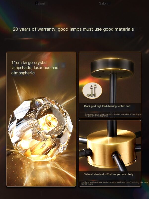 Nordic all copper crystal molecular lamp modern light luxury atmosphere - Image 4