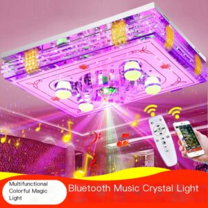 Full spectrum Bluetooth music rectangular crystal light bedroom ceiling light package
