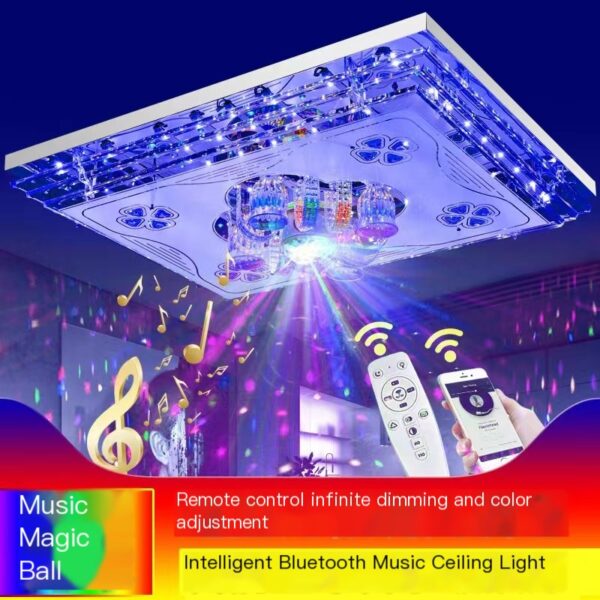 Full spectrum Bluetooth music rectangular crystal light bedroom ceiling light package - Image 2