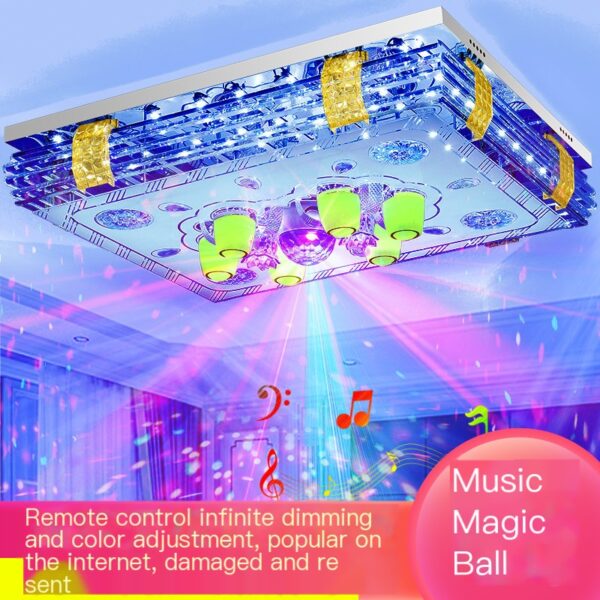 Full spectrum Bluetooth music rectangular crystal light bedroom ceiling light package - Image 3