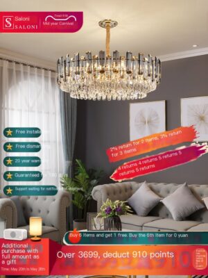 Crystal chandelier, living room light, luxurious and grand, all room lighting fixtures