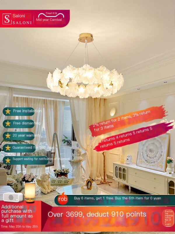French cream style modern minimalist snowflake chandelier