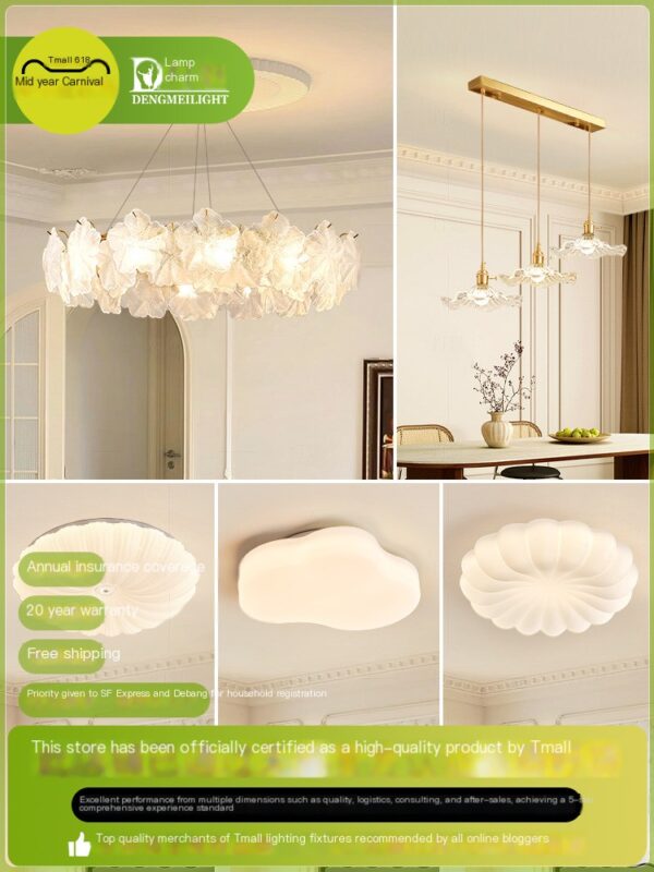 Lamp Charm Living Room Pendant Lamp French Light Luxury Crystal Lamp Cream Breeze Bedroom Lobby High Sense Pendant Lamp Whole House Lighting - Image 2