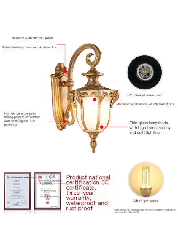 Outdoor waterproof wall lamp shining on courtyard European style balcony - Image 5