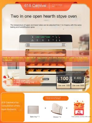 High tech commercial high-capacity electric oven with integrated air conditioning and leveling