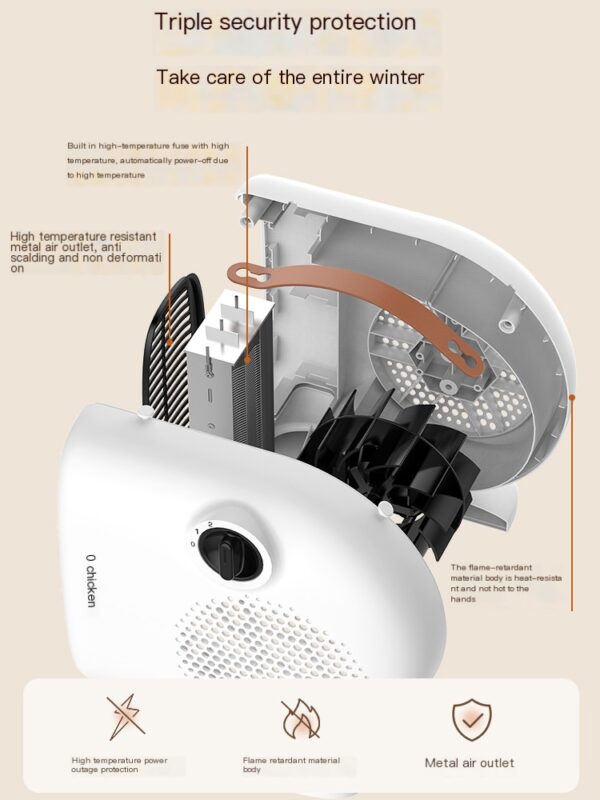 Meiling Small Office Desktop Rapid Heating Fan - Image 2
