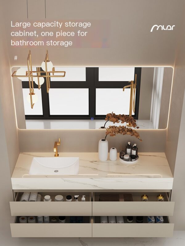 Customized combination of hotel wind and rock panel light luxury bathroom cabinets - Image 2