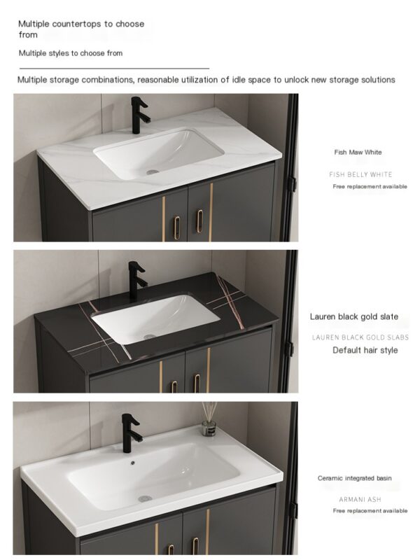 Whale Breath Bathroom Wash Basin Space Aluminum Bathroom Cabinet Combination - Image 2