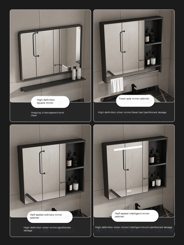 Whale Breath Bathroom Wash Basin Space Aluminum Bathroom Cabinet Combination - Image 3