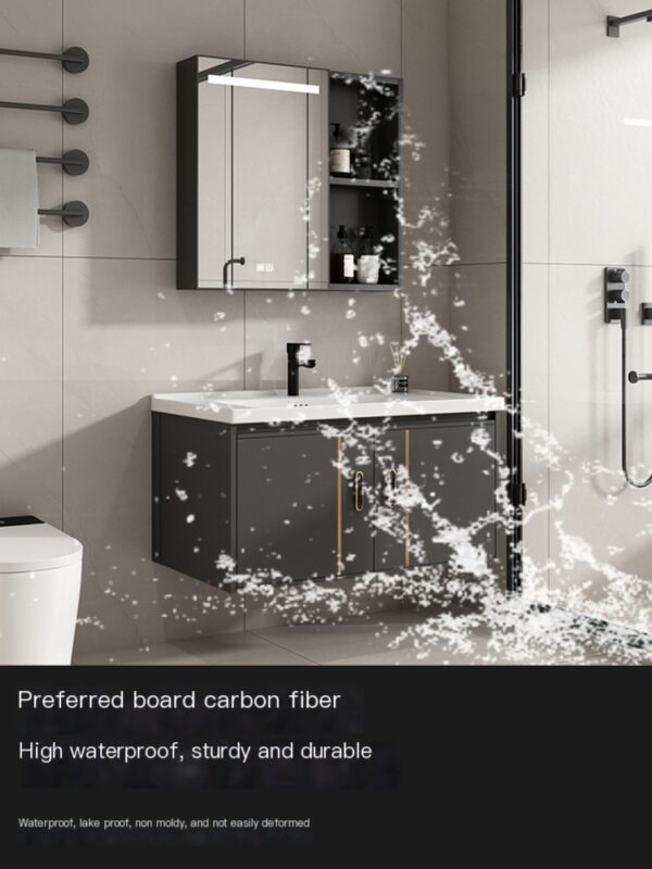 Whale Breath Bathroom Wash Basin Space Aluminum Bathroom Cabinet Combination - Image 4
