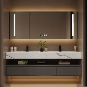 Hunty Rock Plate Hot Bending Integrated Basin Intelligent Bathroom Cabinet