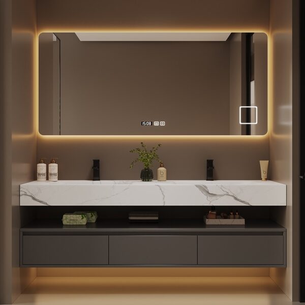 Hunty Rock Plate Hot Bending Integrated Basin Intelligent Bathroom Cabinet - Image 4