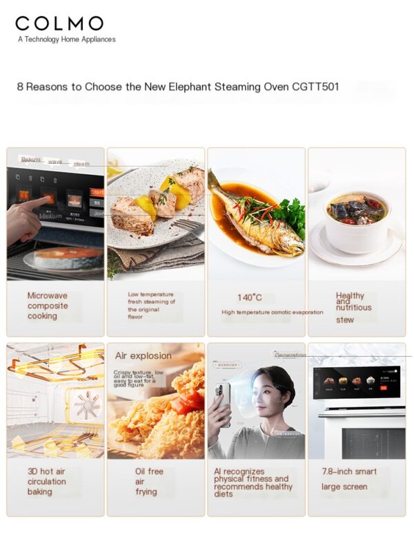 COLMO Cloud Glass White Micro Steaming, Roasting, Frying, Stewing and Stewing Integrated Machine - Image 2